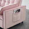 Modern Velvet Sofa, Sofa Pull-Out Bed, Small Love Seat Casual Sofa With Back, With Pillow, Pockets, Living Room Furniture, 3 In 1 Convertible Sleep Sofa Bed - Pink - Image 6