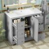 Contemporary Bathroom Vanity Cabinet, 4 Drawers & 1 Cabinet Door, Multipurpose Storage, Resin Integrated Sink, Adjustable Shelves, Solid Wood Frame With MDF - Gray - Image 3