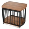 Furniture Style Dog Crate For Small And Medium Dogs, Wooden Cage Indoor Kennel Furniture, Modern Dog Crate End Table With Double Doors - Brown - Image 12