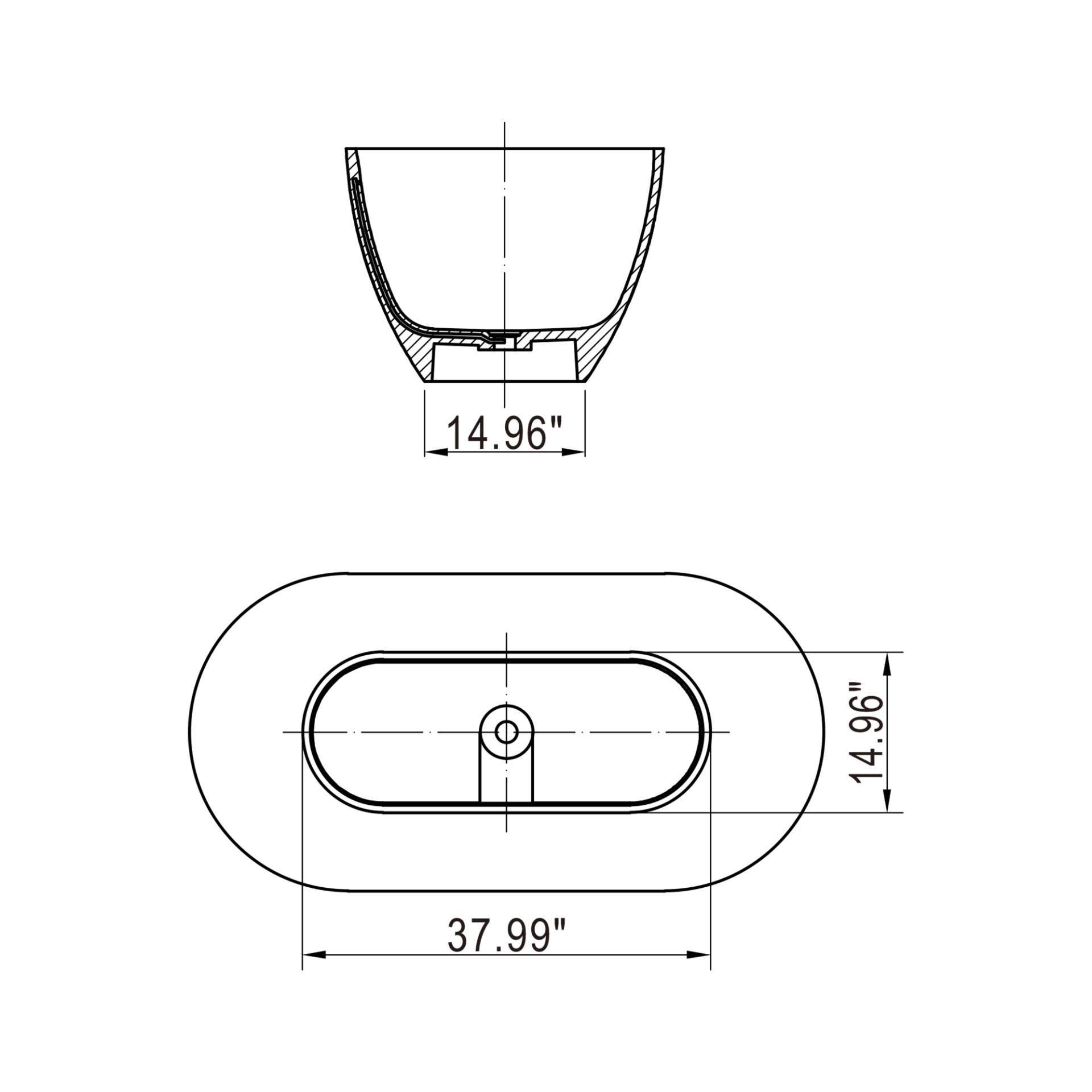 Small Size Stone Resin Solid Surface Oval Shape Freestanding Bathtub For The Bathroom - Matte White - Image 14