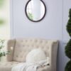 Circle Wall Mirror With Wooden Frame And Walnut Finish, Wall Mirror For Living Room Dining Room - Brown - Image 4