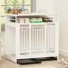 Wooden Dog Crate Furniture With Divider And Storage - White - Image 14