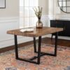 Rustic Metal And Solid Distressed Dining Table - Rustic Oak - Image 5