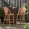 Outdoor Rattan French Barstool Set With Rust / Wicker And, Seat Height - Rust Red / White - Image 2
