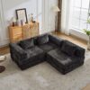 Convertible Floor Sofa Bed With Fixed Shape Frame, Boneless Modular Sectional Sofa, For Living Room - Black - Image 15