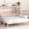 Full Size Daybed With Movable Desk, Grid, Shelves And Clothes Hanger - White - Image 12