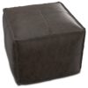 Sheffield - Square Pouf - Distressed Dark Brown - Image 2