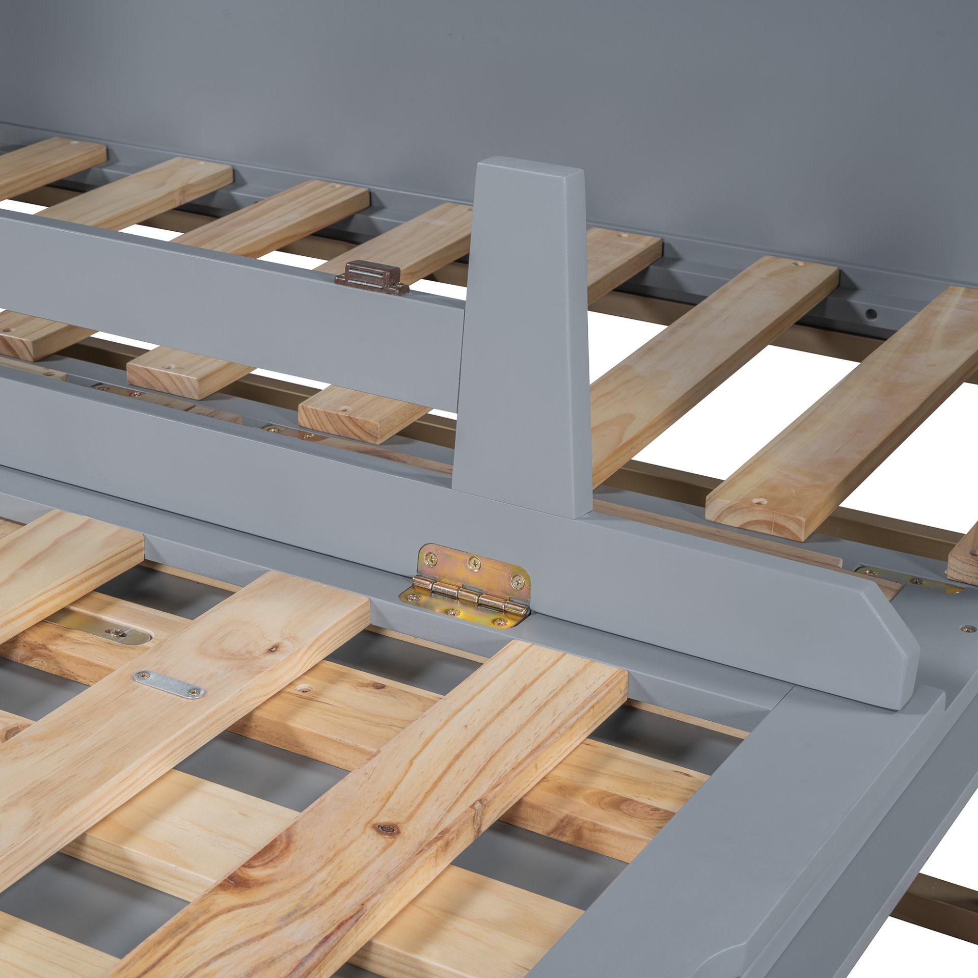 Queen Murphy Bed With Frosted Glass Doors Design, Fake Drawers, Metal Legs - Gray - Image 19