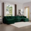 Modern Upholstered Corduroy Sofa With 3 Footstools, 4 Seater - Green - Image 9
