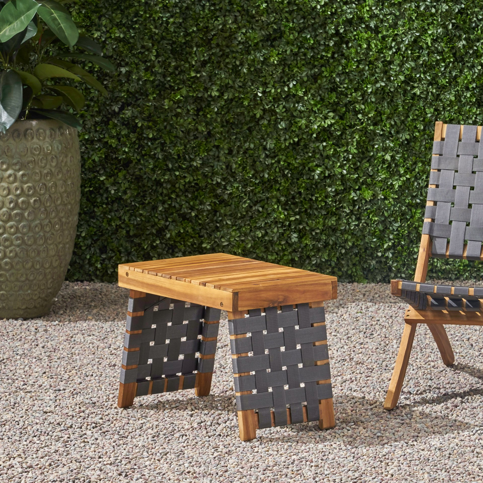 Outdoor Wooden Foldable Side Table - Teak - Image 9