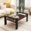 Modern Rectangular Coffee Table With Tempered Glass Top Layer, Table For Living Room - Transparent - Image 2