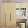 3 Door Storage Desk Wardrobe For Bedroom With Shelves And 3 Drawers - Natural - Image 10