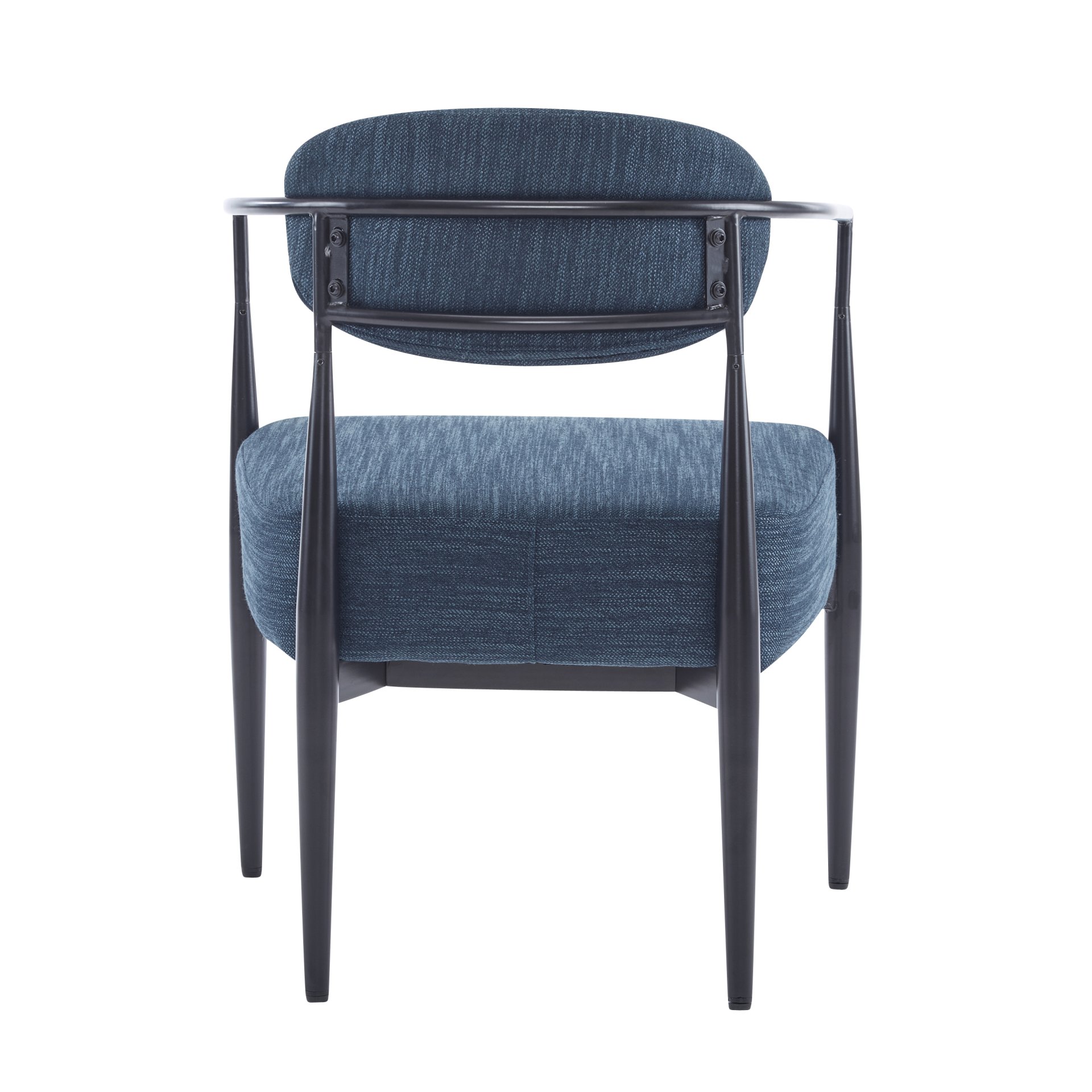 Mid Century Modern Upholstered Accent Armchair With Pocket Spring Seat - Black / Navy Blue - Image 7