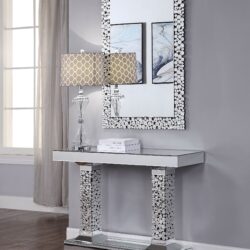 Lachina - Glam Mirrored Faux Gems Console Table - Silver