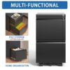 Sleek Modern 2 Drawer Metal Mobile File Cabinet With Lock, Compact Size - Black - Image 7