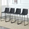 (Set of 2) Modern Minimalist Style Material Bar Stools, Suitable For Kitchen, Bar And Modern Home Design - Black - Image 6