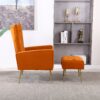 Modern Accent Chair With Ottoman, Comfy Armchair For Living Room, Bedroom, Apartment, Office - Orange - Image 4