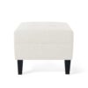 Ottoman With Birch Wood Legs And Cushioned Top For Comfort - Ivory - Image 5