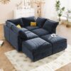 Versatile 6 Piece Modular Sofa Bed With Storage, Stylish Faux Double Layer Cushions, Comfortable & Durable Design, Perfect For Any Living Space - Dark Blue - Image 4
