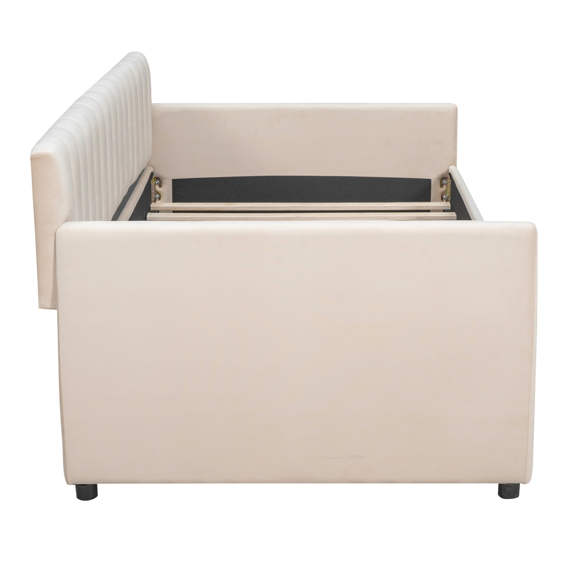 Twin Size Upholstered Daybed & Drawers, Slat Support - Beige - Image 8