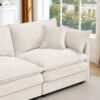 Contemporary Modular Sectional Sofa L Shaped Couch Set With Movable Ottoman Chenille - Beige - Image 9