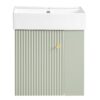 Modern Floating Bathroom Vanity With Ceramic Basin, Perfect For Small Bathrooms, Right Side Storage - Green - Image 13