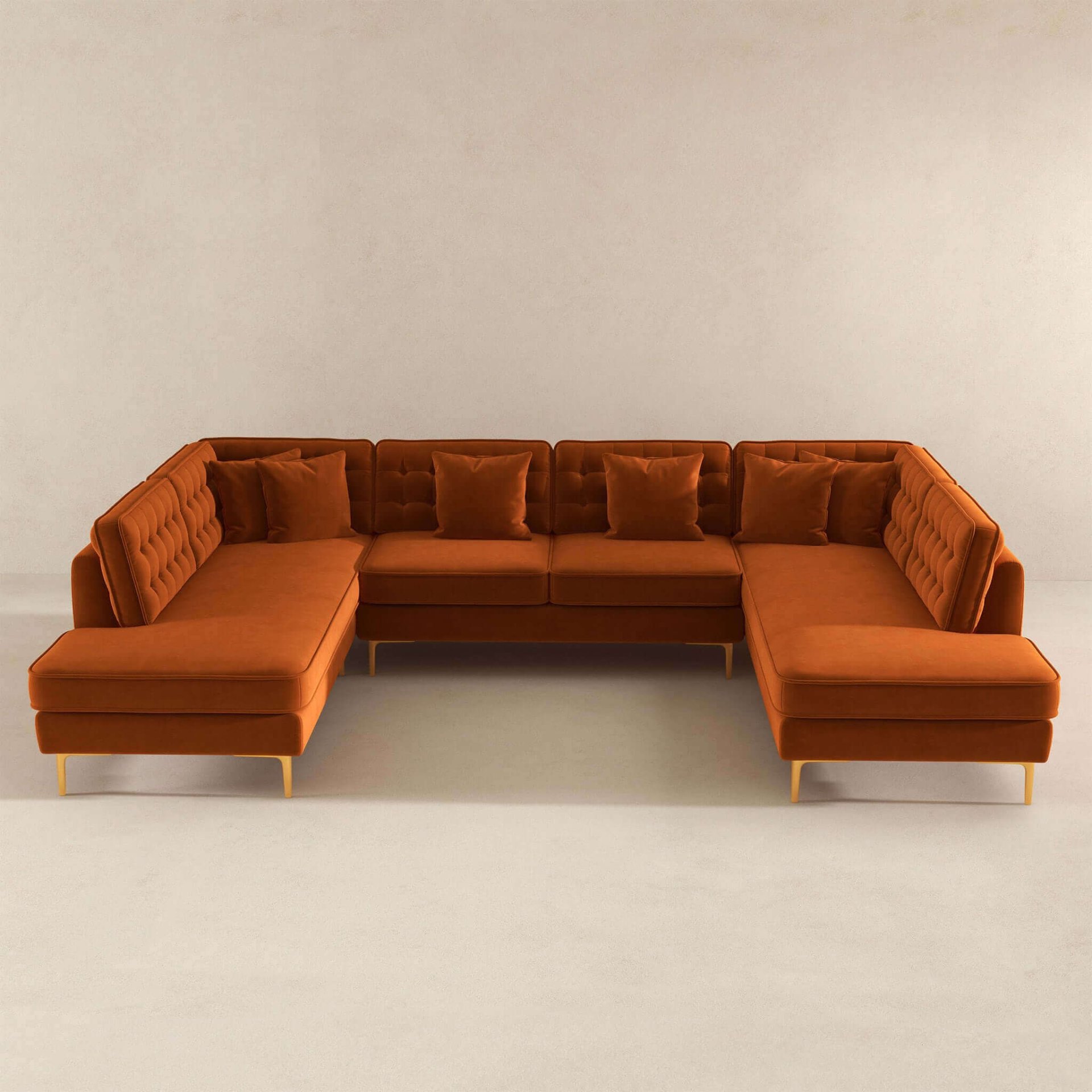 Brooke - U Shape Corner Sofa - Orange - Image 3