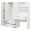 3 Door Storage Desk Wardrobe For Bedroom With Shelves And 3 Drawers - White - Image 4