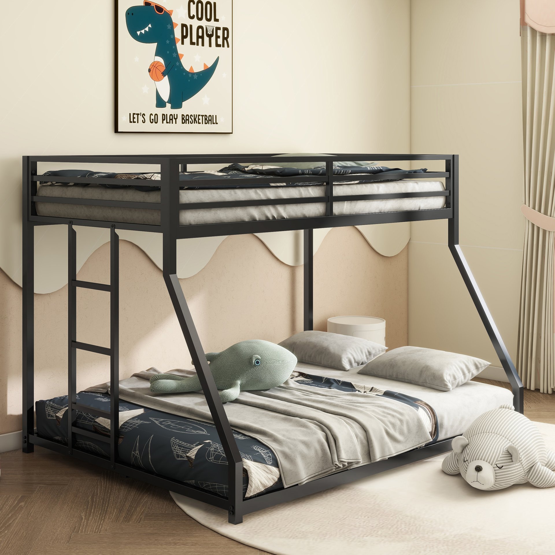 Adam - Twin Over Full Metal Bunk Bed - Black Metal - Image 2