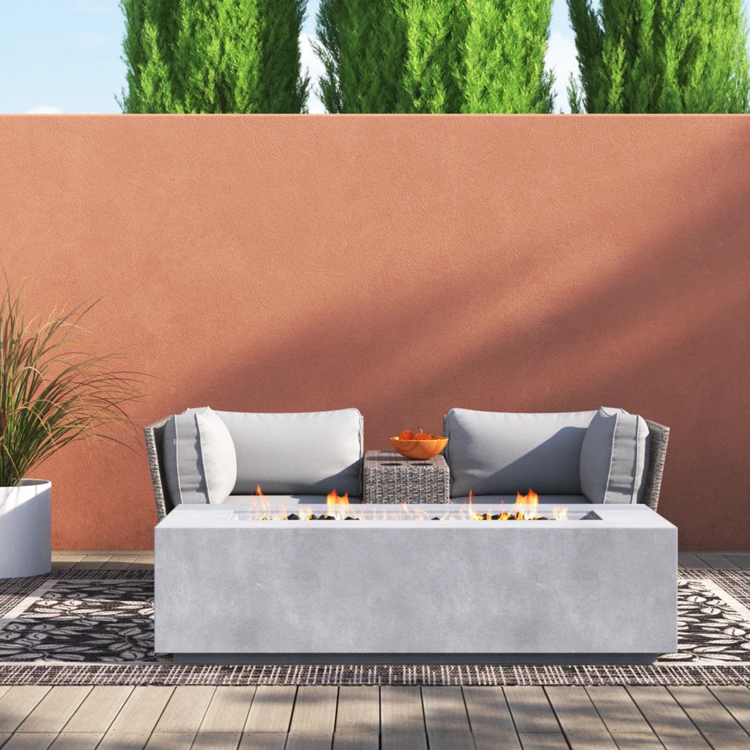 Outdoor Seating Set For 2 With Cushions - Gray Mix - Image 2