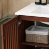 30" Vintage Bathroom Vanity With Ceramic Sink, Modern Bathroom Vanity Cabinet With 2 Soft Close Doors, Equpiied With 4 Sturdy Iron Legs - Antique Dark Brown - Image 15