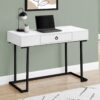Computer Desk For Home Office, Laptop, Storage Drawers, Glossy Contemporary & Modern - White - Image 3