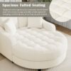 Chaise Lounge Sofa Bed With Tufted Seat And Detachable Pillows Chenille - Beige - Image 4