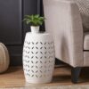 Lilac - Modern Side Table With Iron Cut Design - White - Image 6