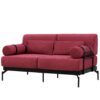 Modern Loveseat Sofa 59" Sofa Couch 2 Seater With USB Ports, Unique Cylindrical Armrests - Red - Image 12