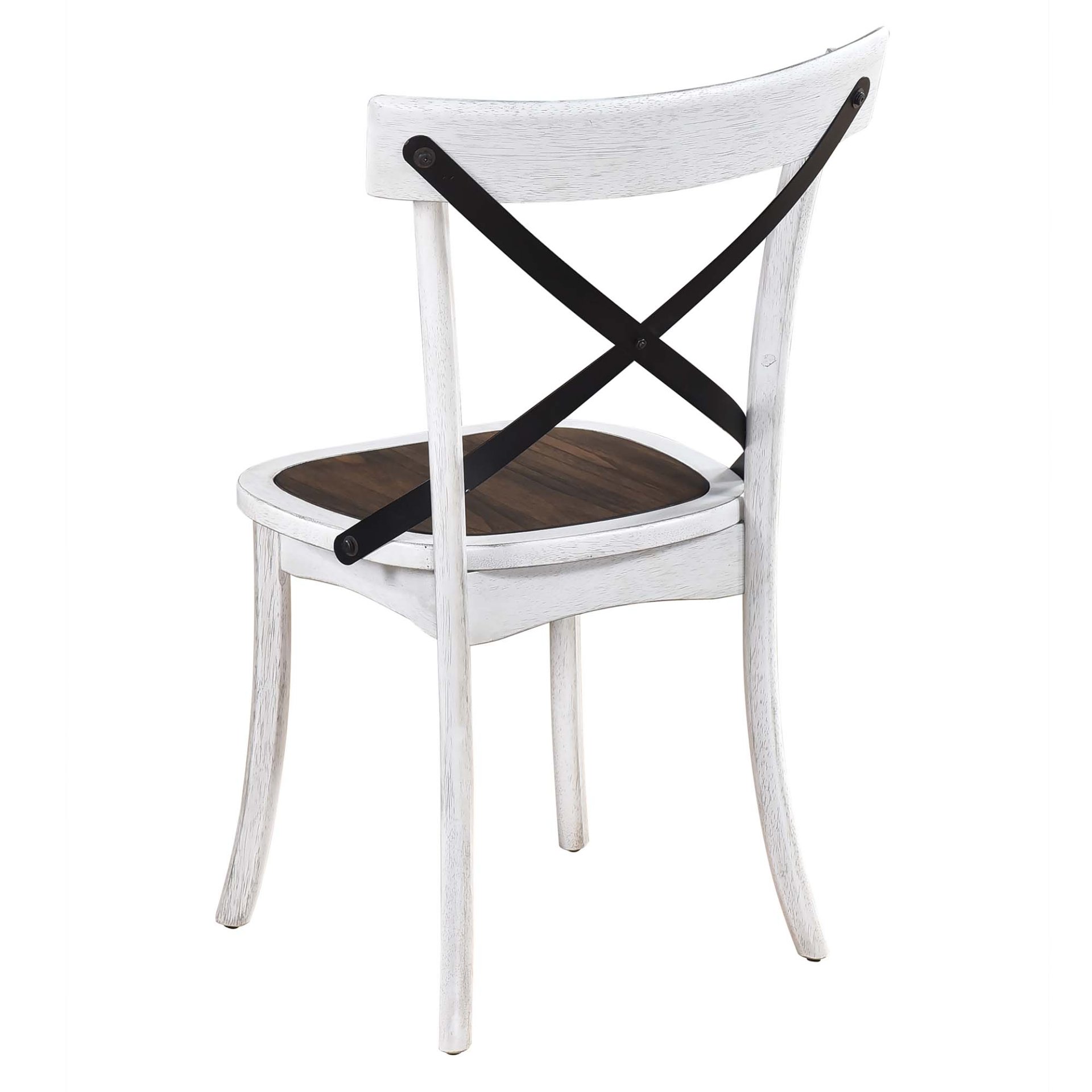 2 Pieces Set Dining Side Chair Rustic Modern Farmhouse Design Retro Design With Metal X Design - Antique Dark Oak / Antique White - Image 4