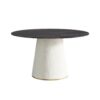 Modern Artificial Stone Round Plywood Base Dining Table, Can Accommodate 6 People, (Not Including Chairs) - Black / Beige - Image 6