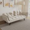 Sofa Soft Two Armrests Throw Pillow Pillow Comfortable Fit Apartment Bedroom Small Space - Beige - Image 5