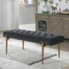 Aria - Upholstered Gold Accent Bench - Gray - Image 12