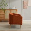 Modern Loveseat Couch Sofa With Corduroy Upholstery, Wooden Legs, 2 Seat For Small Spaces Office Studio Apartment Bedroom - Orange - Image 6