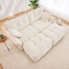 Cozy Plush 2 Seater Sofa Set With Ottomans And Throw Pillows - White - Image 14