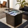 30" Outdoor Fire Table Propane Gas Fire Pit Table With Lid Gas Fire Pit Table With Glass Rocks And Rain Cover - Espresso - Image 2