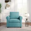 Modern 3 In 1 Convertible Sleeper Chair Bed, Linen Upholstery, Adjustable Backrest - Teal - Image 6