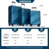 3 Piece Luggage Sets Lightweight Suitcase With Two Hooks, Spinner Wheels, (20/24/28) - Dark Blue - Image 3