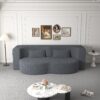 Modern Floor Sofa, With 2 Pillows, Convertible Teddy Fabric Foam Filled Bed, Full Size Folding Mattress, Suitable For Living Room Guest Room, Game Room - Gray - Image 5
