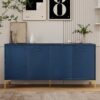 Modern 4 Door Sideboard With Creative Carved Surface And Adjustable Shelves - Light Blue - Image 2