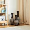 Desktop Vase, Classic And Neat Floor Vase, High Independent Flower Stand, Home Decoration Flower Stand (Set of 3) - Brown White - Image 8
