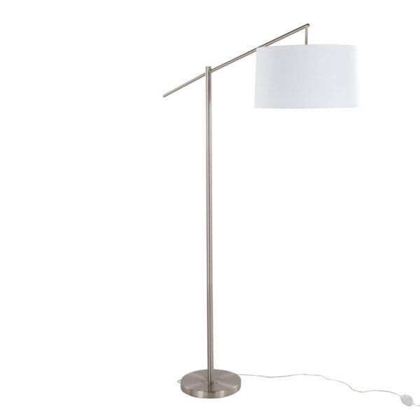 Casper - Contemporary Floor Lamp - Nickel / Off White