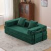 Floor Couch, Compression Sofa, Convertible Floor Sofa Bed With Pillow Back Support Armrest - Dark Green - Image 4