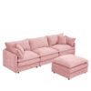 Contemporary Modular Sectional Sofa L Shaped 3 Seater With Movable Ottoman 105 Inch - Pink - Image 13